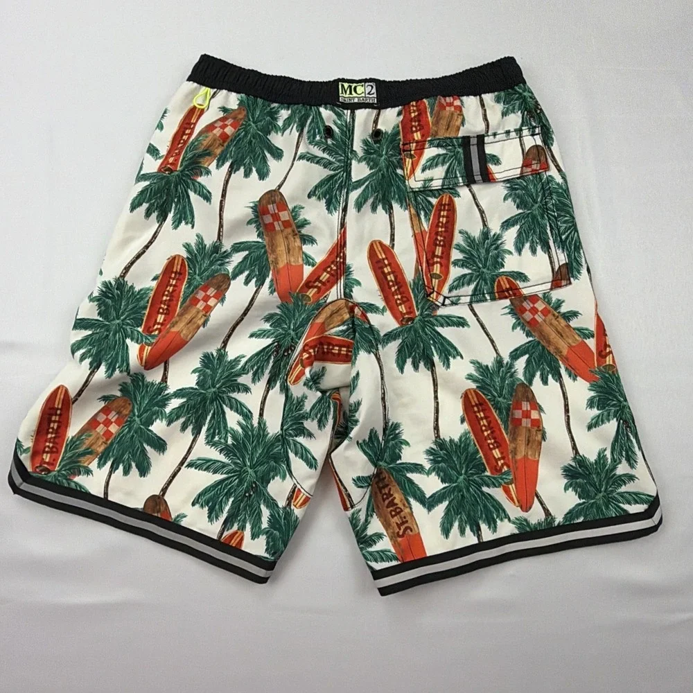 MC2 Saint Barth Kids‎ Swim Surf Board Palm Print Elastic Waist Drawstring 12Y